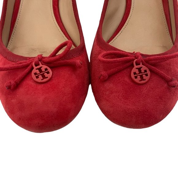 Tory Burch Chelsea Wedge Red Suede Heels Size 8.5 M - Picture 10 of 10